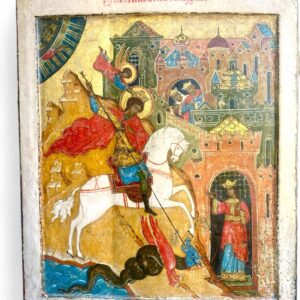 Großformatige russische Ikone – Heiliger Georg als Drachentöter